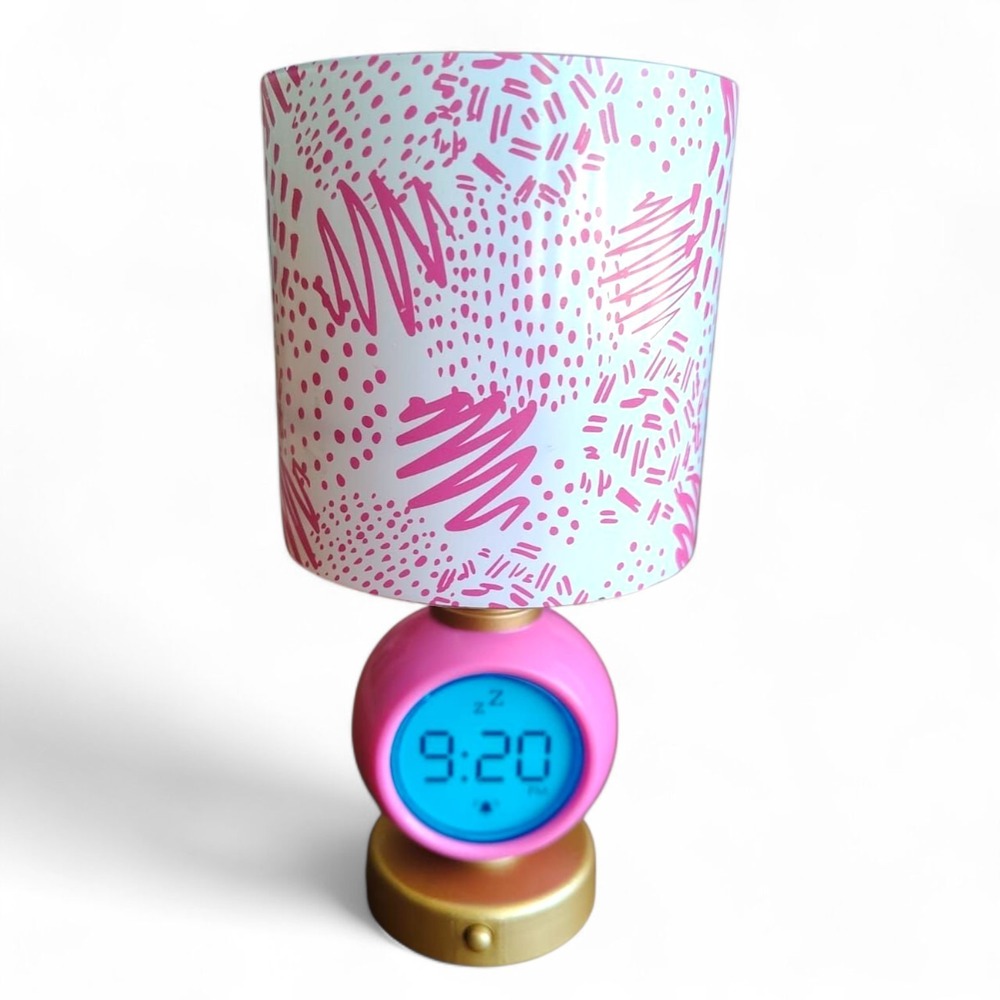 American Girl Doll Nightstand Pink Lamp Digital Clock Accessory 18" Doll TESTED